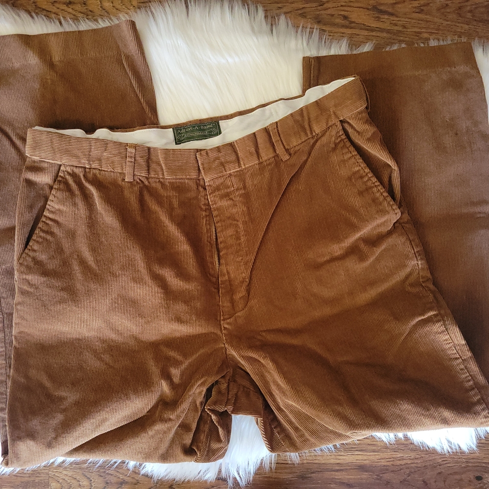 Classic Brown Corduroy Adjust A Band Pants for Men 36M